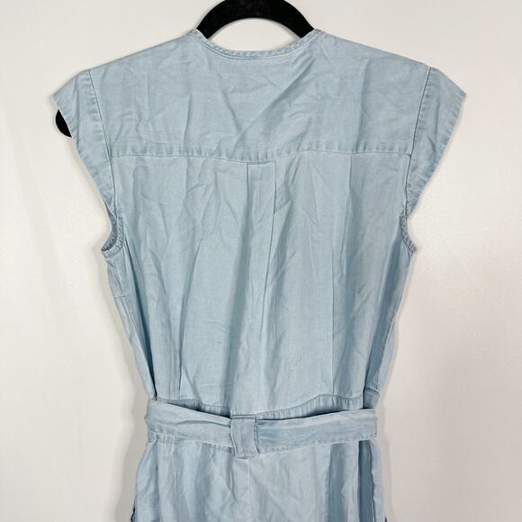 Reistor XSmall Blue Denim Evening Chai Jumpsuit Hidden Button Pockets Tencel - Picture 9 of 15